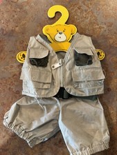 Build a Bear Tan Fly Fisherman Fishing Vest  Pants with Suspenders Outfit