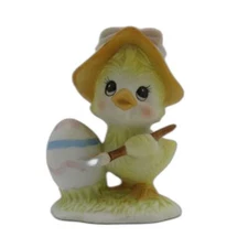 Lefton China #544 Easter Chick Painting Egg Vintage Retired Figurine