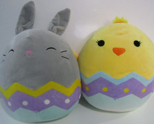 RABBIT + CHICK SQUISHY 2  SQUISHMALLOW TYPE PLUSH  12" NEW TAG SOFT TOY CUSHION