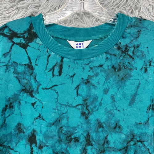 JoyLab Crew Neck Cropped Sweatshirt Women's M Blue Black Tie Dye Hi-Lo Yoga - Picture 2 of 10