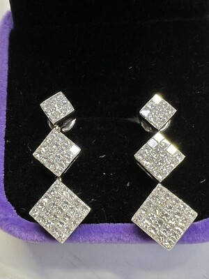 14K massives Weißgold 6,00 TCW VS1-SI1 H-Farbe Diamant Cluster Ohrstecker