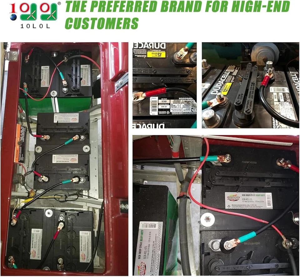 Cables de batería de carro de golf 4 AWG de 25 pulgadas para Yamaha EZGO Club Car motocicleta ATV Foto 2 de 4