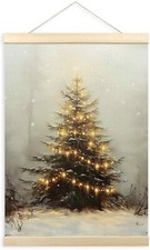 Vintage Winter Snowy Christmas Tree Poster Hanger Frame 12x16"