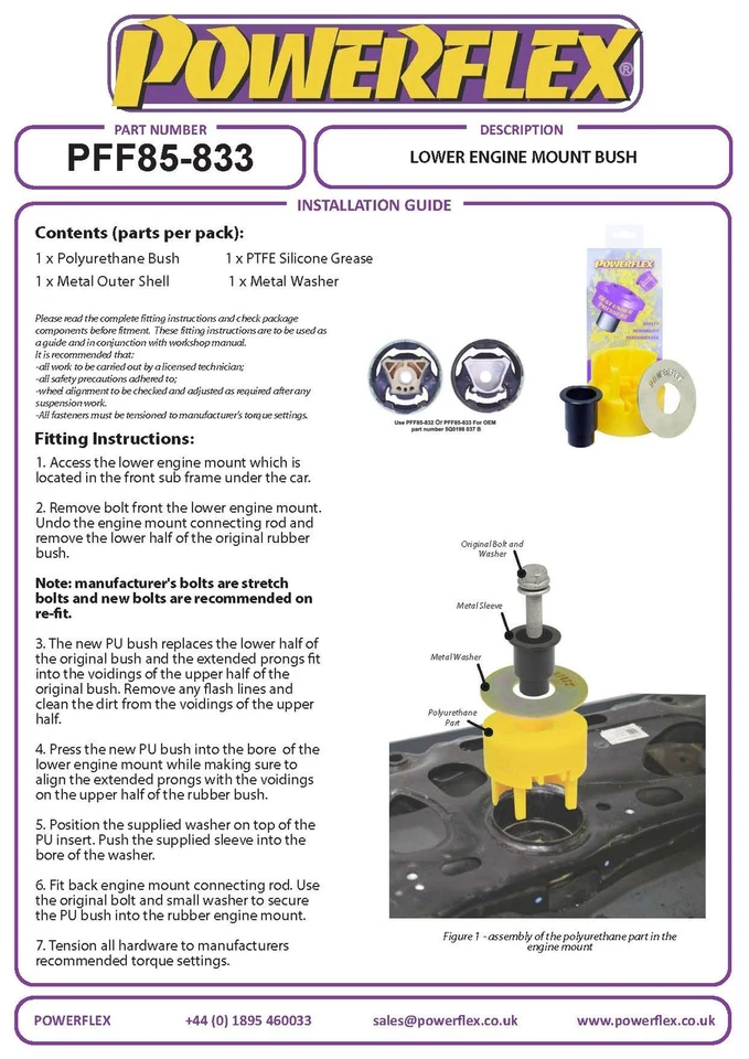 Powerflex Frnt Bajo Motor Mnt Híbrido Cojinete Grande Para VW Passat B8 13 On - Imagen 3 de 4