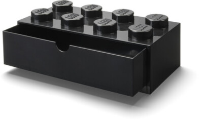 LEGO Desk Drawer Stackable Storage with 8 Knobs, In Black [New Toy] Black, Bri