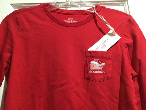 Vineyard Vines Girls Red Long Sleeve T Shirt Merry Christmas 2020 Large 14 NWT - Picture 2 of 8