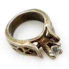 Vintage APRIL BIRTHDAY BIRTHSTONE Miniature Ring Sterling Silver Charm