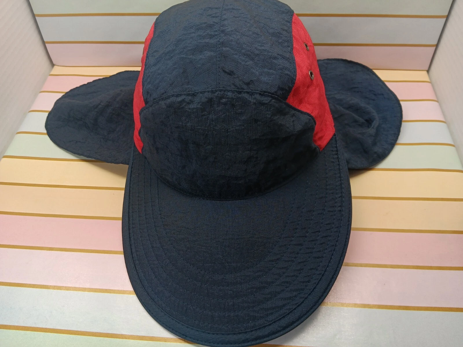 Pro Fish inc Fishing Hat Cap One Size Adjustable Blue Neck Flap Long Wide Bill