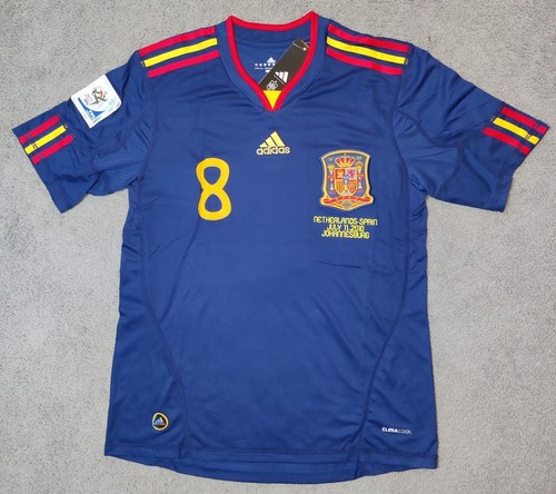 Spain 2009/2010 Xavi#8 Away World Cup Final Retro Soccer Jersey Football XL