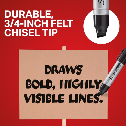 Magnum Permanent Markers, Oversized Chisel Tip, Great for Poster Boards, Black, - Photo 3/7
