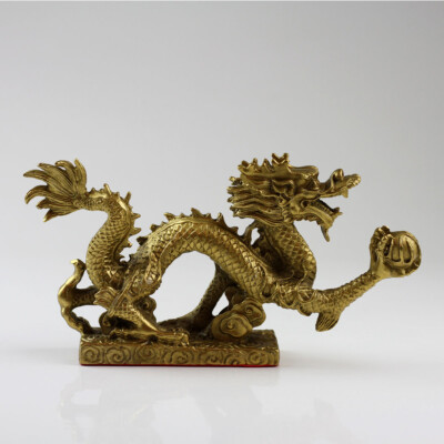 Chinesischer Drache Feng-Shui Drache Long Messing Figur groß Kaiserdrache massiv