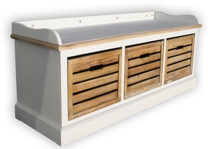 Kmh Sitzbank Truhenbank Flurbank Bank Sitztruhe Holz Dielenbank Weiss Shabby Neu Ebay