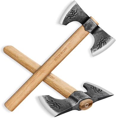 DREAM REACH 2PCS Beil Axt Set Doppelaxt Survival Camping Outdoor Wikinger Handaxt Holzgriff