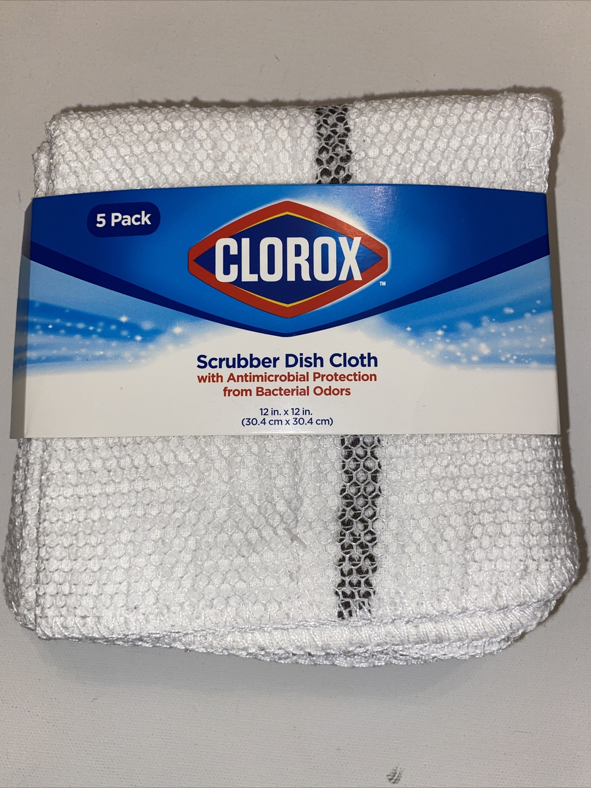 5 Pack CLOROX SCRUBBER DISH CLOTH White AntiMicrobial Protection