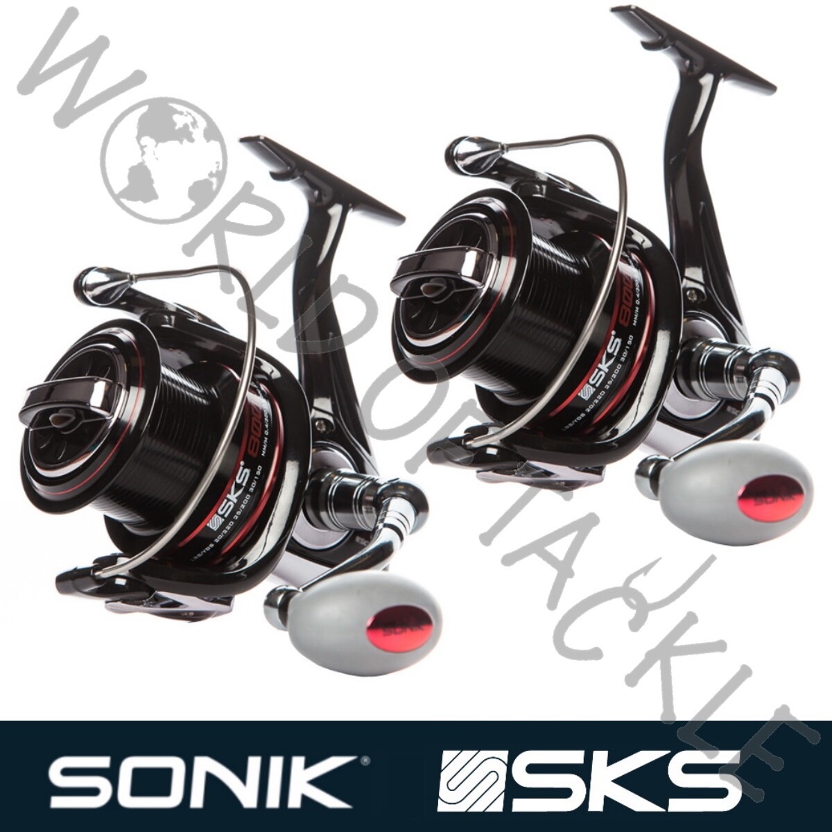 2 x Sonik SKS 8000 Beach Surf Sea Fishing Reel Black Fixed Spool Pack of Two