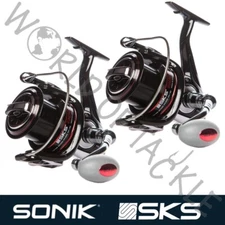 2 x Sonik SKS 8000 Beach Surf Sea Fishing Reel Black Fixed Spool Pack of Two
