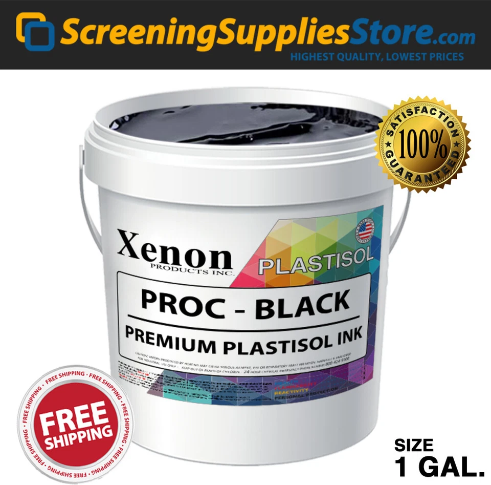 XENON SCREENINGSUPPLIESSTORE Xenon® - Process Black Plastisol Ink For Screen Printing - 1 Gallon 128oz
