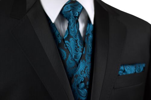 Men's Paisley Tuxedo Vest, Tie and Hankie. Formal Dress Wedding Prom Homecoming - Picture 23 of 65