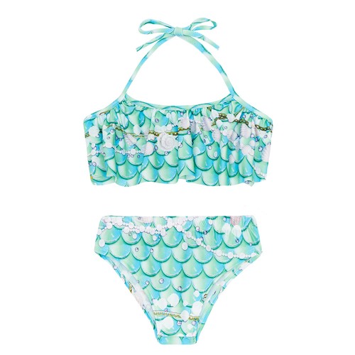 Girls Playwear Shiny Swimwear Colorful Swimsuit Water Wetsuit Youth Top Panties - Picture 39 of 68