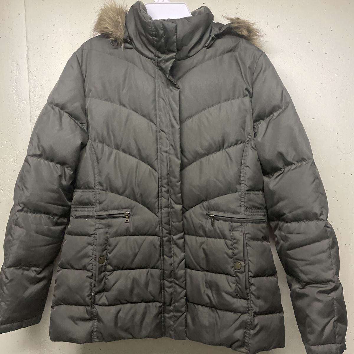 Puffer Coats Larry Levine Quilted Faux Fur Hood Coat Larry Levine