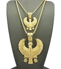 Hip Hop Egyptain Horus Bird Pendant 24",30" Box Chain 2 Necklace Set RC1786
