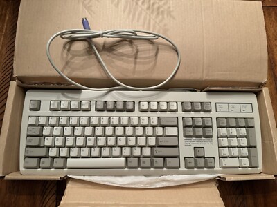 NMB RT2358TW White Gray PS/2 Keyboard Vintage Microsoft Windows 95 Tested Works