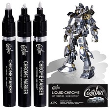 3PK Liquid Chrome Markers Permanent Mirror Pens for Plastic Metal Model Painting