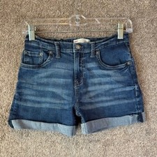 Levis Girls High Rise Shorty Short Denim Shorts Medium Wash Blue