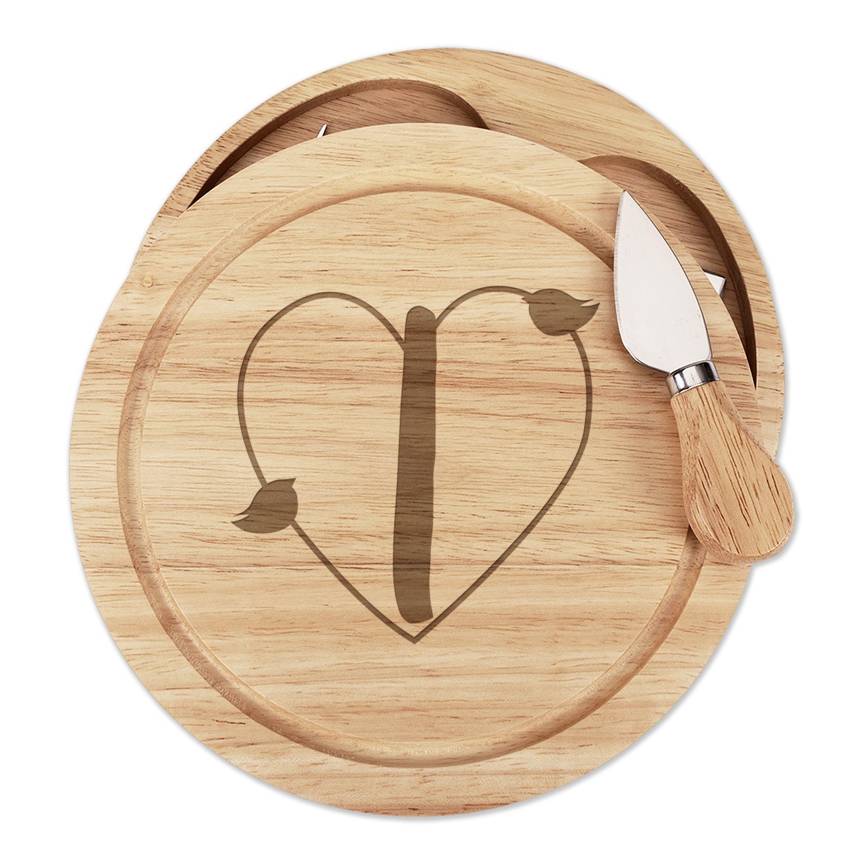 Letter I Heart Alphabet Cheese Board Knife Set Valentines Day Love