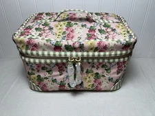 Mark And Graham SANDERSON CANVAS COSMETIC CASE Hollyhocks Pink