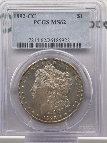 1892 CC Morgan Silver Dollar PCGS MS-62