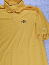 Nike Golf Dri-Fit Iowa State Polo Shirt Mens XXL Yellow Cyclones NCAA Stretch