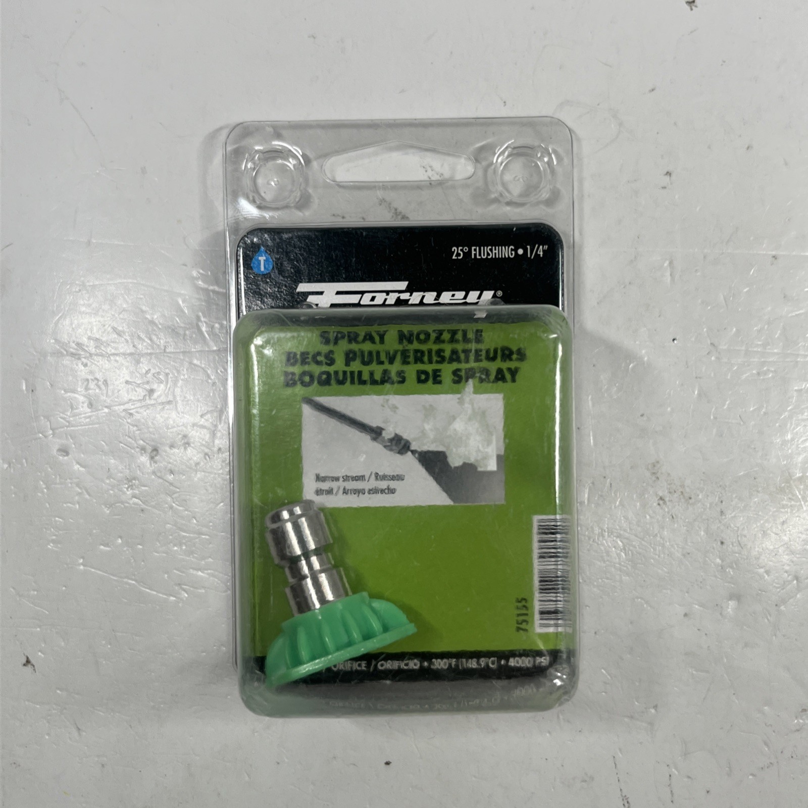 FORNEY 75155 25 DEG X 4 5MM QUICK CONNECT PRESSURE WASHER SPRAY NOZZLE, GREEN