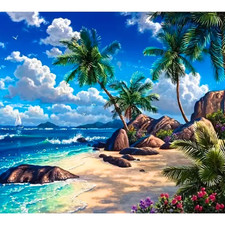 Tropisches 5D Diamond Painting Set: Strandzauber 40x30 cm, ohne Bilderrahmen