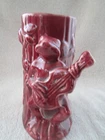 Vintage Shawnee Pottery Frog Playing Guitar Vase / Deep Red Glaze  / MCM