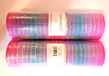 2 Deco Mesh Ribbon 10" x 19' Bright Pink Blue Lavender Spring Craft