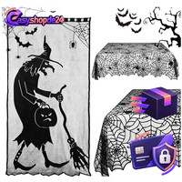Halloween Deko Set 2 StüCk Hexen Vorhang Spinnennetz Tischdecke Party Deko