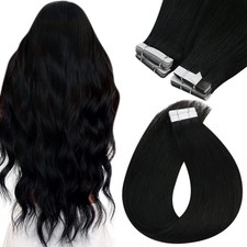 SUNNY HAIR 1B Black 26" TAPE-IN REMY HUMAN HAIR EXTENSIONS / 20 PC (50G) 50g3sy