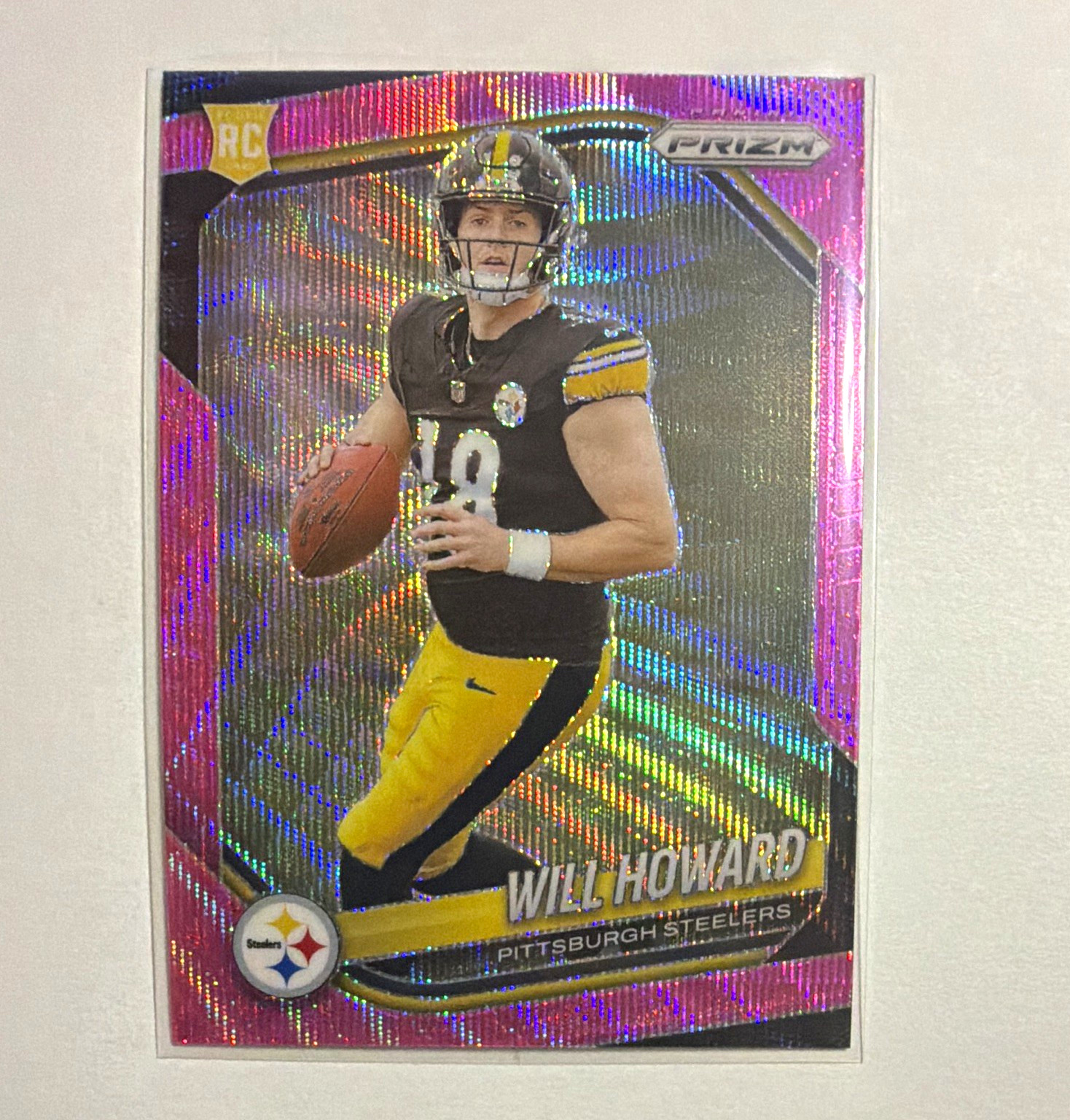 Panini Prizm 2025 Rookies Pink Wave Prizm Will Howard #367 RC Steelers
