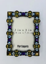 Pier 1 Imports Rectangular Mini 2 X 3” Jeweled Photo Picture Frame