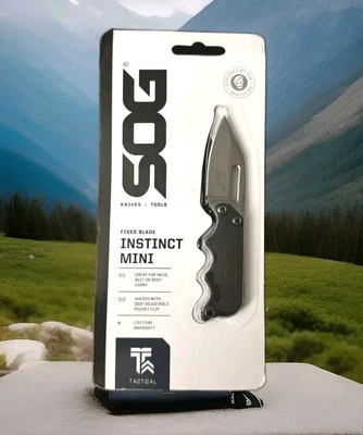 SOG INSTINCT MINI EDC Tactical Full Tang Fixed Blade G10 NECK Knife Nylon Sheath