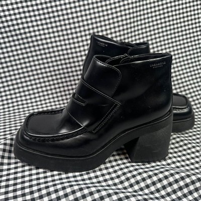 Vagabond Brooke Black Leather Chunky Platform Heeled Ankle Boots EU 36 US 6 Moto