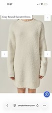English Factory Ivory Knit Sweater Dress Crew Neck Long Sleeve Pullover Short