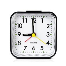LED Desk Alarm Clock Nightlight Snooze Non Ticking Battery Powered Analog Silent