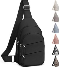 Lightweight Anti-Theft Crossbody Sling Bag for Outdoor Travel - Black