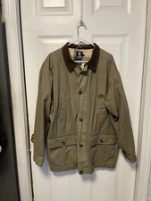 Vintage Chaps Ralph Lauren Tan Barn Coat With Brown Corduroy Collar Size Large  