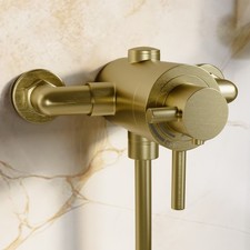 Brushed Brass 1 Outlet Exposed Thermostatic Shower Valve - Volta VOLBBVLV