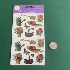 Vintage Gifted Stickers J. Grossman Garden Tools Victorian Flowers Seeds Spring