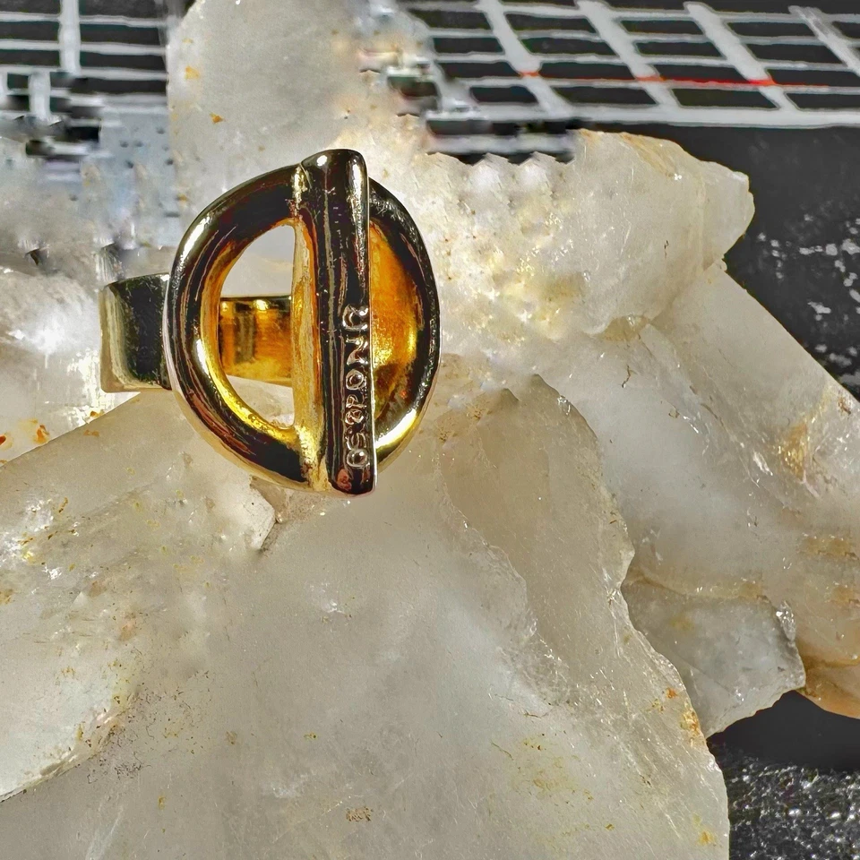 Anillo Uno De 50 Talla 8.5 Chapado en Oro 18k ENCENDIDO/APAGADO Grueso Hecho en España ~Auténtico~ Foto 2 de 4