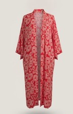 LOFT Red And White Boho Kimono Cardigan Size M/L